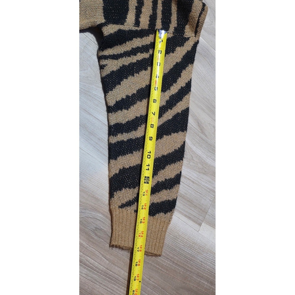 American Eagle Zebra Sweater Animal Print Cropped Knit Pullover Medium Tan Black - Picture 6 of 6
